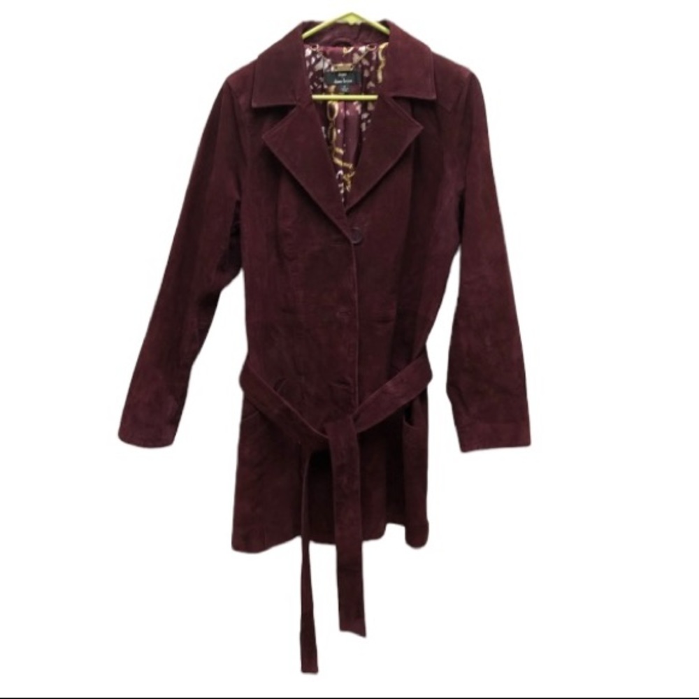 Dennis Basso Suede Leather Trench coat - Picture 5 of 13
